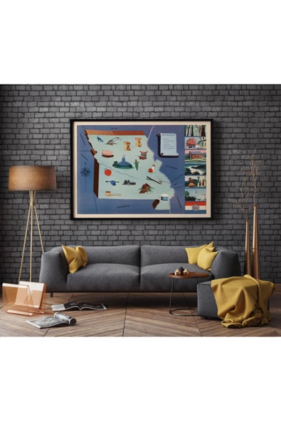 Pegziz Amerika Missouri Eyaleti Eski Haritası Sanatsal Duvar Dekorasyon Poster 60x90cm. ürün görseli 1