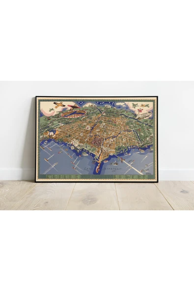 Pegziz Chicago 1931 Şehir Planı Haritası Sanatsal Duvar Dekorasyon Poster 60x90cm. ürün görseli 1