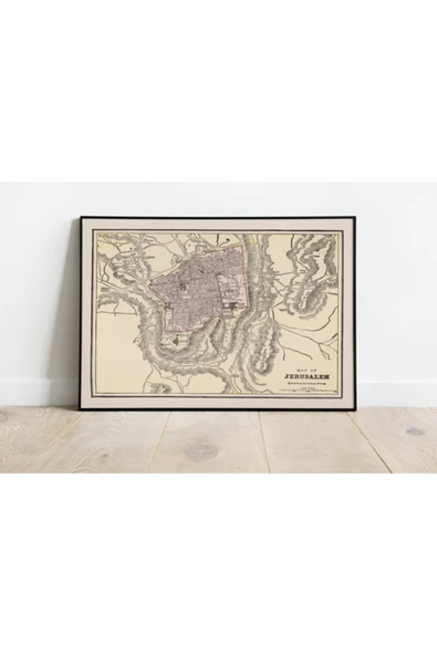 Pegziz Kudüs 1901 Şehir Planı Haritası Sanatsal Duvar Dekorasyon Poster 60x90cm. ürün görseli 1