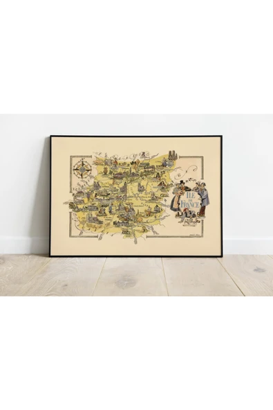 Pegziz Fransa Ile De France Bölgesi Haritası Sanatsal Duvar Dekorasyon Poster 60x90cm. ürün görseli 1