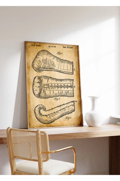 Pegziz Dekoratif Sanatsal Boks Eldiveni Patent Posteri 50x70cm. ürün görseli 1