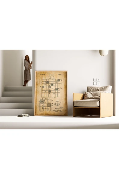 Pegziz Dekoratif Sanatsal Scrabbel Oyun Patent Posteri 50x70cm. ürün görseli 1