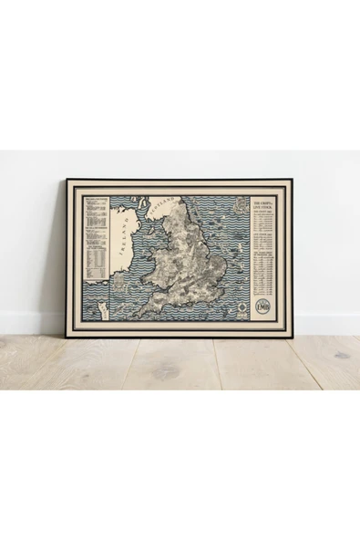 Pegziz Ingiltere 1928 Haritası Sanatsal Duvar Dekorasyon Poster 60x90cm. ürün görseli 1