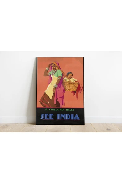 Pegziz Hindistan Vintage Sanatsal Poster 40x50cm. ürün görseli 1