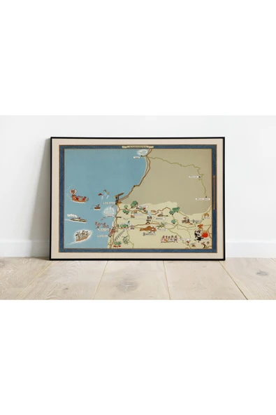 Pegziz Israil Nahariya Haritası Sanatsal Duvar Dekorasyon Poster 60x90cm. ürün görseli 1