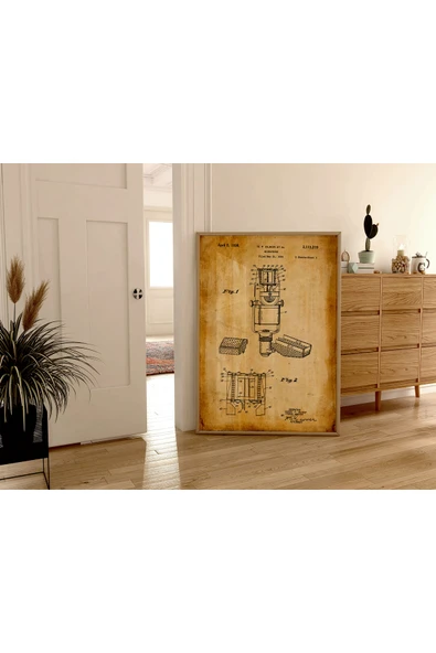 Pegziz Dekoratif Sanatsal Mikrofon Patent Posteri 60x90cm. ürün görseli 1