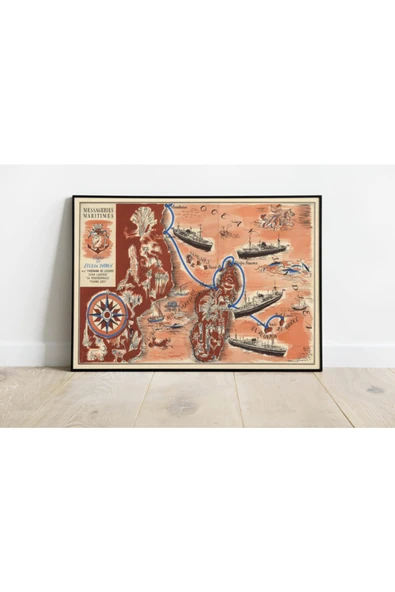 Pegziz Madagaskar Haritası Sanatsal Duvar Dekorasyon Poster 60x90cm. ürün görseli 1