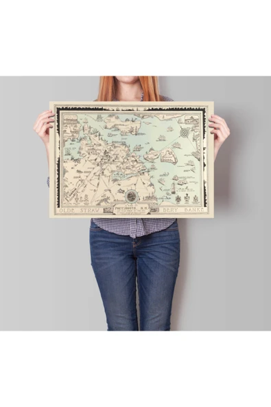 Pegziz Amerika Portsmouth 1930 Şehir Planı Haritası Sanatsal Duvar Dekorasyon Poster 60x90cm. ürün görseli 1