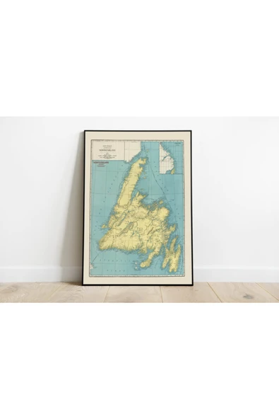 Pegziz Newfoundland 1924 Haritası Sanatsal Duvar Dekorasyon Poster 60x90cm. ürün görseli 1