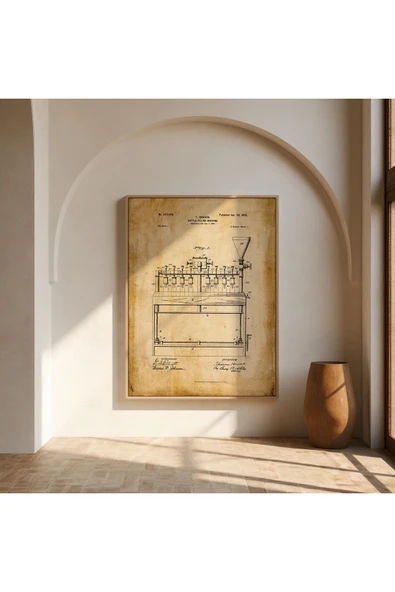 Pegziz Dekoratif Sanatsal Şişe Dolum Makinesi Patent Posteri 60x90cm. ürün görseli 1