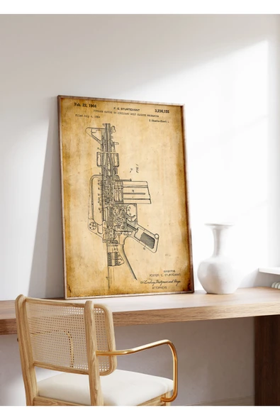 Pegziz Dekoratif Sanatsal Ateşli Silah Patent Posteri 50x70cm. ürün görseli 1