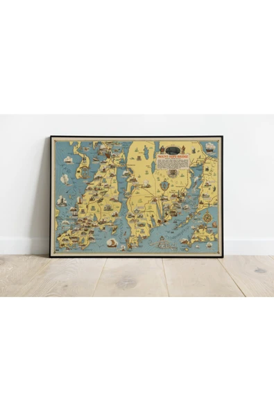 Pegziz Amerika Rhode Island 1933 Haritası Sanatsal Duvar Dekorasyon Poster 60x90cm. ürün görseli 1