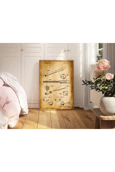 Pegziz Dekoratif Sanatsal Tornavida Patent Posteri 60x90cm. ürün görseli 1