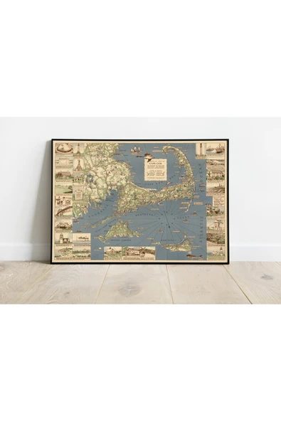 Pegziz Amerika Cod Burnu 1940 Haritası Sanatsal Duvar Dekorasyon Poster 60x90cm. ürün görseli 1