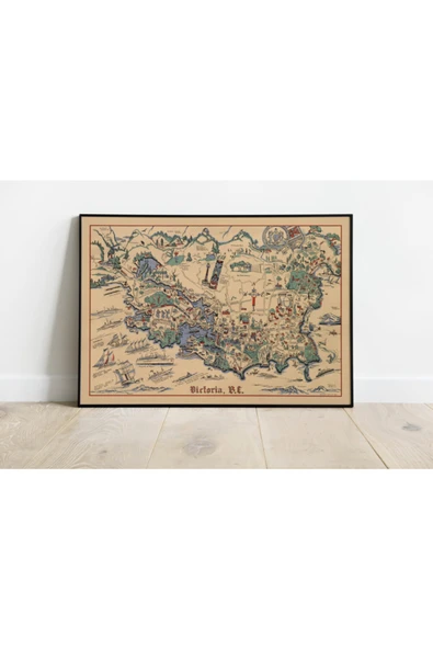 Pegziz Kanada Victoria Bölgesi Haritası Sanatsal Duvar Dekorasyon Poster 60x90cm. ürün görseli 1