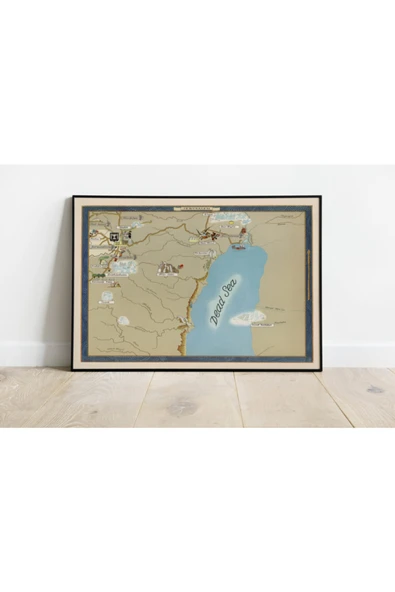 Pegziz Israil Kudüs Haritası Sanatsal Duvar Dekorasyon Poster 60x90cm. ürün görseli 1