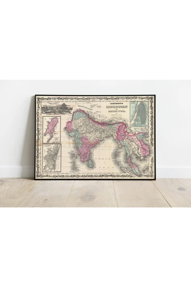 Pegziz Hindistan Haritası Sanatsal Duvar Dekorasyon Poster 60x90cm. ürün görseli 1