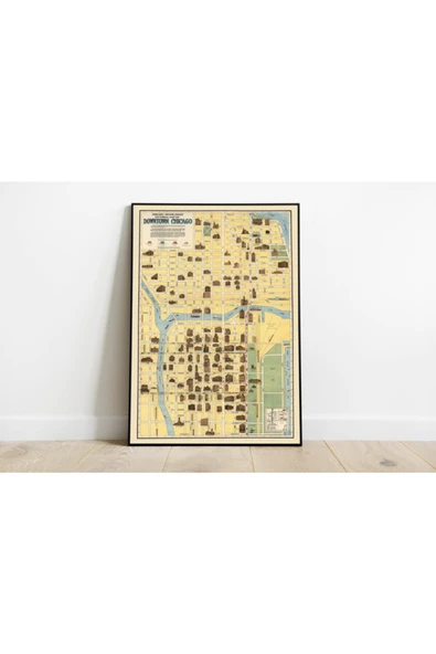 Pegziz Chicago 1940 Haritası Sanatsal Duvar Dekorasyon Poster 60x90cm. ürün görseli 1