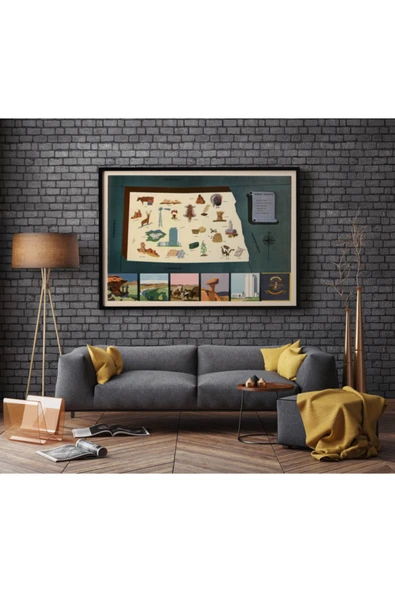 Pegziz Amerika Kuzey Dakota Eyaleti Eski Haritası Sanatsal Duvar Dekorasyon Poster 60x90cm. ürün görseli 1