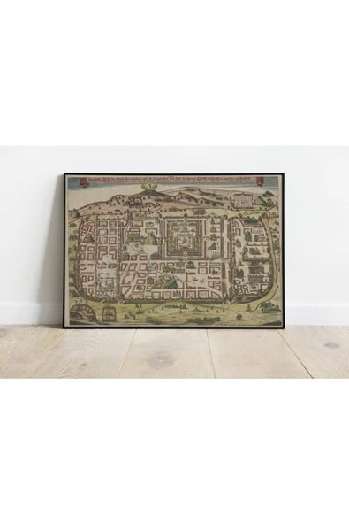 Pegziz Kudüs Haritası Sanatsal Duvar Dekorasyon Poster 60x90cm. ürün görseli 1