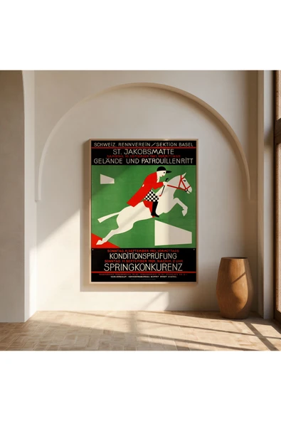 Pegziz Atlı Sporlar Engel Atlama Sanatsal Reklam Afişi Poster 40x50cm. ürün görseli 1