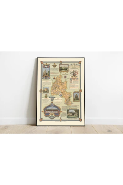 Pegziz Oxfordshire 1947 Dekoratif Harita Posteri ürün görseli 1