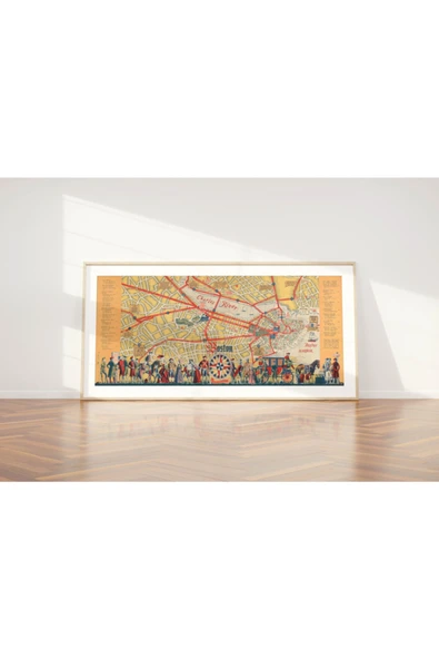 Pegziz Boston, Massachusetts 1935 Eski Haritası Sanatsal Duvar Dekorasyon Poster 60x90cm. ürün görseli 1