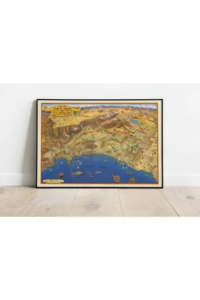 Pegziz Kaliforniya Haritası Sanatsal Duvar Dekorasyon Poster 60x90cm. ürün görseli 1