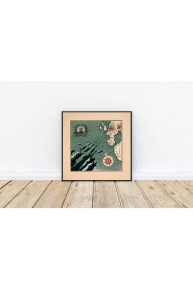 Pegziz Amerika Haritası Sanatsal Duvar Dekorasyon Poster 60x60cm. ürün görseli 1