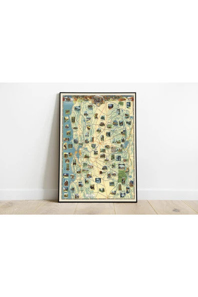 Pegziz Kaliforniya Haritası Sanatsal Duvar Dekorasyon Poster 60x90cm. ürün görseli 1