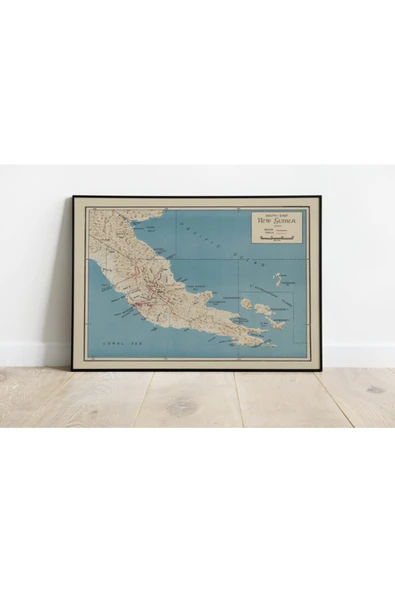 Pegziz Yeni Gine 1942 Haritası Sanatsal Duvar Dekorasyon Poster 60x90cm. ürün görseli 1