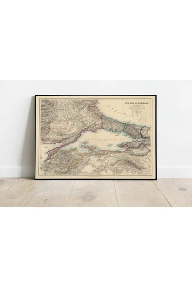 Pegziz Istanbul Boğazı Haritası Sanatsal Duvar Dekorasyon Poster 60x90cm. ürün görseli 1