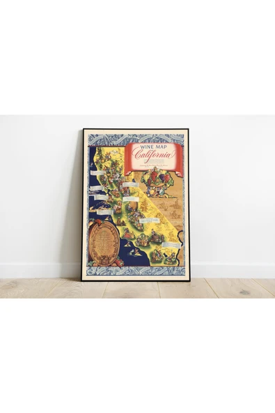 Pegziz Kaliforniya Şarapları 1935 Haritası Sanatsal Duvar Dekorasyon Poster 60x90cm. ürün görseli 1