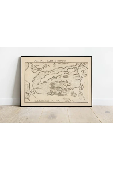 Pegziz Kanada Cape Breton Adası Eski Haritası Sanatsal Duvar Dekorasyon Poster 60x90cm. ürün görseli 1