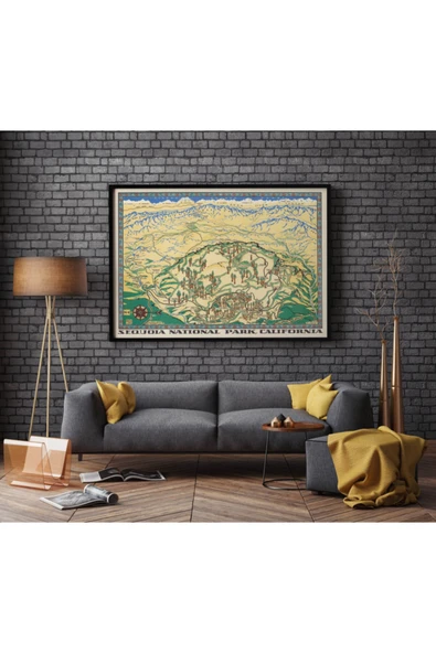 Pegziz Sequio Ulusal Parkı Haritası Sanatsal Duvar Dekorasyon Poster 60x90cm. ürün görseli 1