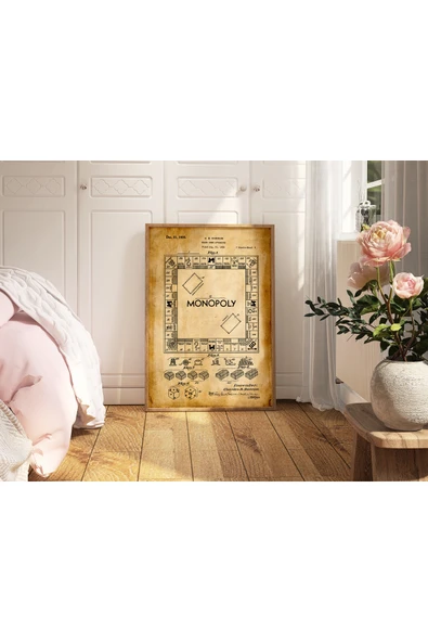 Pegziz Dekoratif Sanatsal Monopoly Oyun Patent Posteri 60x90cm. ürün görseli 1
