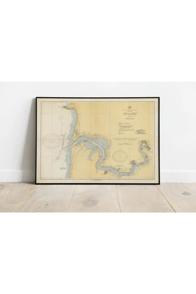 Pegziz Amerika Yaquina Nehri Haritası Sanatsal Duvar Dekorasyon Poster 60x90cm. ürün görseli 1
