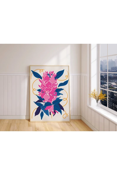 Pegziz Sanatsal Çiçek Duvar Dekor Posteri 60x90cm. ürün görseli 1
