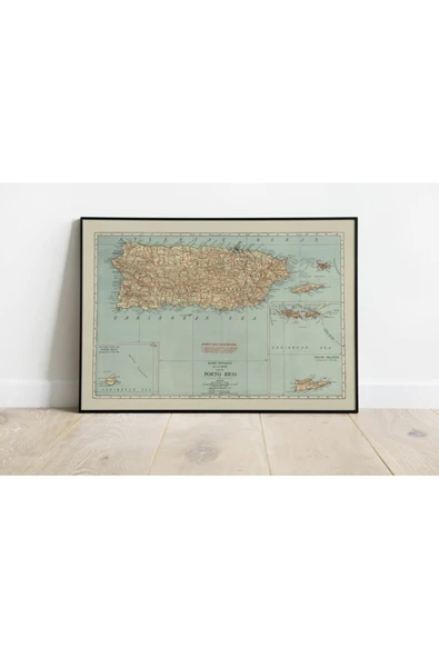 Pegziz Porto Riko 1924 Haritası Sanatsal Duvar Dekorasyon Poster 60x90cm. ürün görseli 1