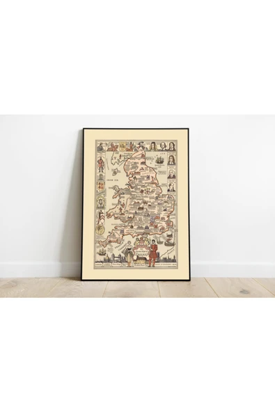 Pegziz Ingiltere 1936 Haritası Sanatsal Duvar Dekorasyon Poster 60x90cm. ürün görseli 1