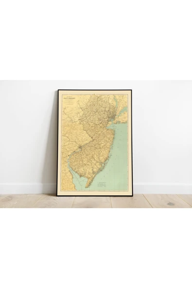 Pegziz New Jersey 1888 Haritası Sanatsal Duvar Dekorasyon Poster 60x90cm. ürün görseli 1