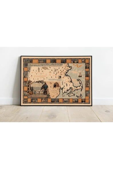 Pegziz Massachusetts 1930 Haritası Sanatsal Duvar Dekorasyon Poster 60x90cm. ürün görseli 1