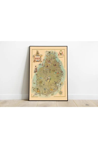 Pegziz Doğu Afrika, Maurities Adası Eski Şehir Haritası Sanatsal Duvar Dekorasyon Poster 60x90cm. ürün görseli 1
