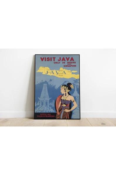 Pegziz Endonezya, Java Adası Vintage Sanatsal Poster 60x90cm. ürün görseli 1