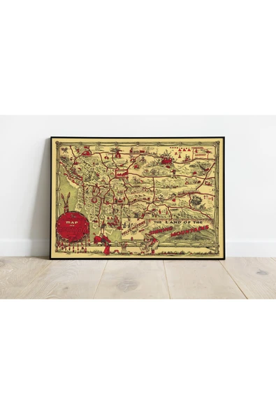 Pegziz Amerika Montana Eyaleti 1938 Haritası Sanatsal Duvar Dekorasyon Poster 60x90cm. ürün görseli 1