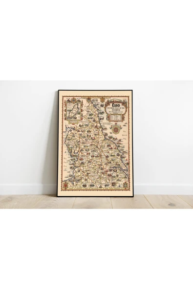 Pegziz Ingiltere Lake District 1933 Haritası Sanatsal Duvar Dekorasyon Poster 60x90cm. ürün görseli 1