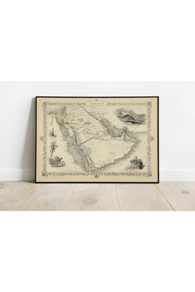 Pegziz Arabistan Haritası Sanatsal Duvar Dekorasyon Poster 60x90cm. ürün görseli 1
