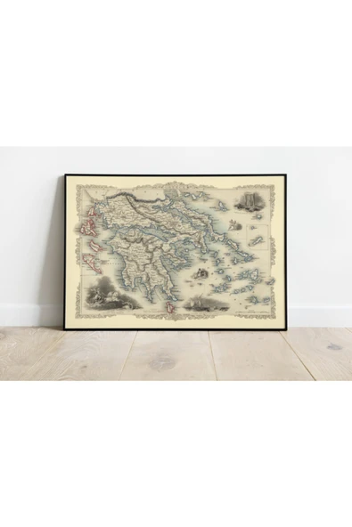 Pegziz Yunanistan 1851 Haritası Sanatsal Duvar Dekorasyon Poster 60x90cm. ürün görseli 1