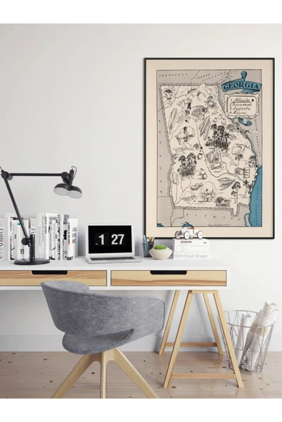 Pegziz Georgia Haritası Sanatsal Duvar Dekorasyon Poster 60x90cm. ürün görseli 1