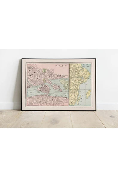 Pegziz Isveç Stockholm 1901 Şehir Planı Haritası Sanatsal Duvar Dekorasyon Poster 60x90cm. ürün görseli 1